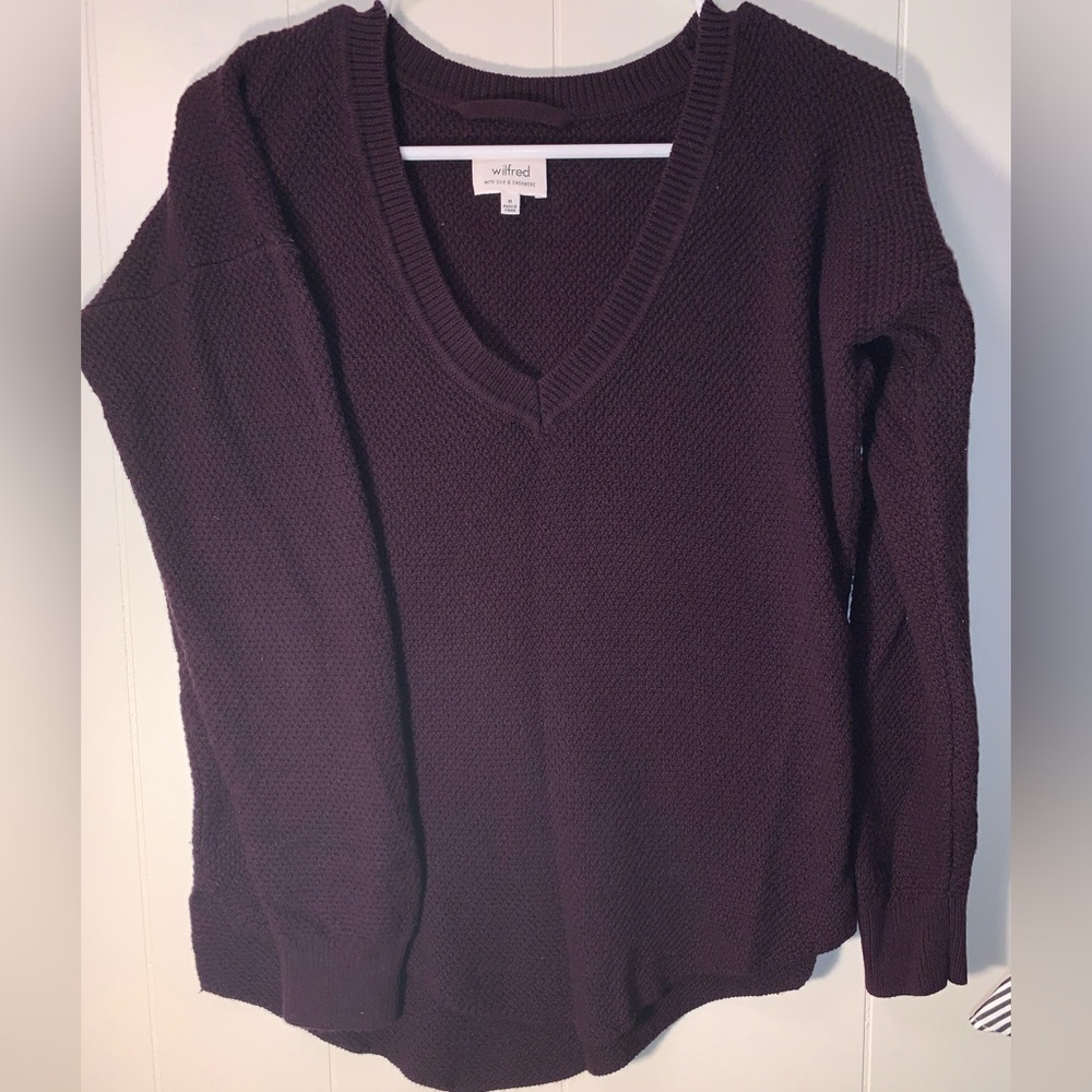 Wilfred Purple Silk & Cashmere Knit Sweater